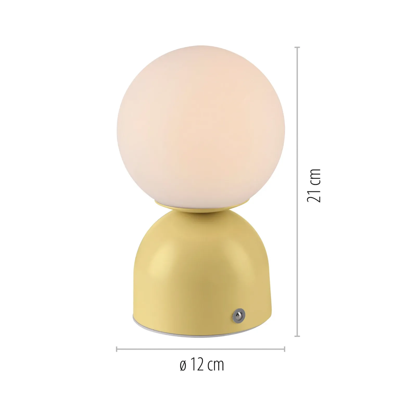 Lámpara de mesa LED recargable RUDI, amarilla, altura 20 cm, CCT, regulación