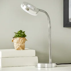 Lámpara de mesa LED Rennes, color cromo, altura 40 cm