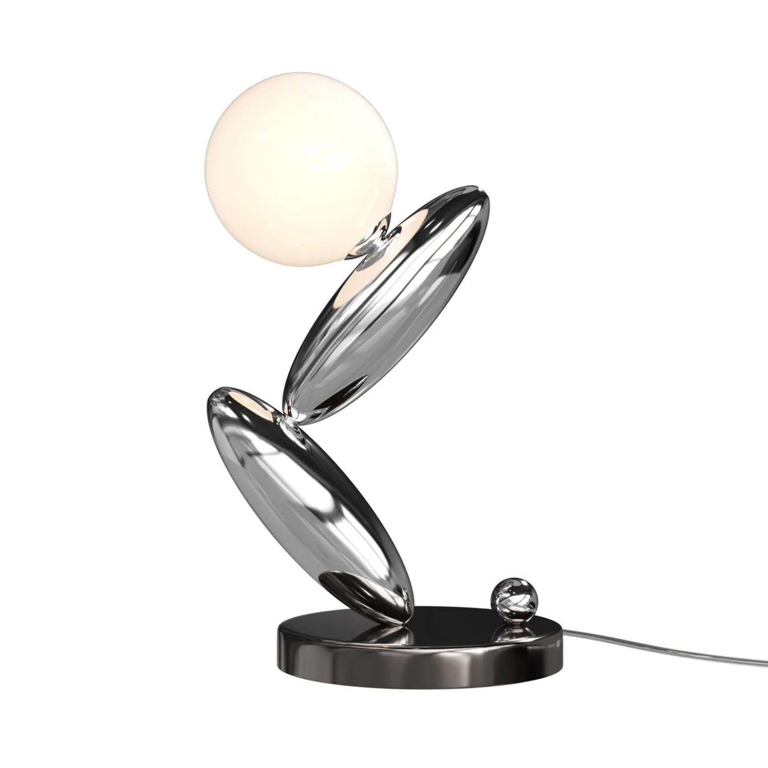 Lámpara de mesa LED RESONANCE, platino/ópal, 37 cm, metal/cristal, atenuable