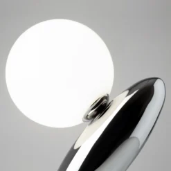 Lámpara de mesa LED RESONANCE, platino/ópal, 37 cm, metal/cristal, atenuable