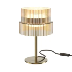 Lámpara de mesa LED SCALA, marrón/bronce, altura 24 cm, cristal