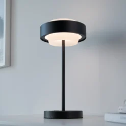 Lámpara de mesa LED SCHÖNER WOHNEN Elmo, negra, 3000 K, atenuador