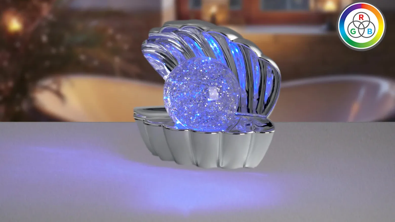 lámpara de mesa LED Shelly, color cromado, plástico, 18 cm, RGB