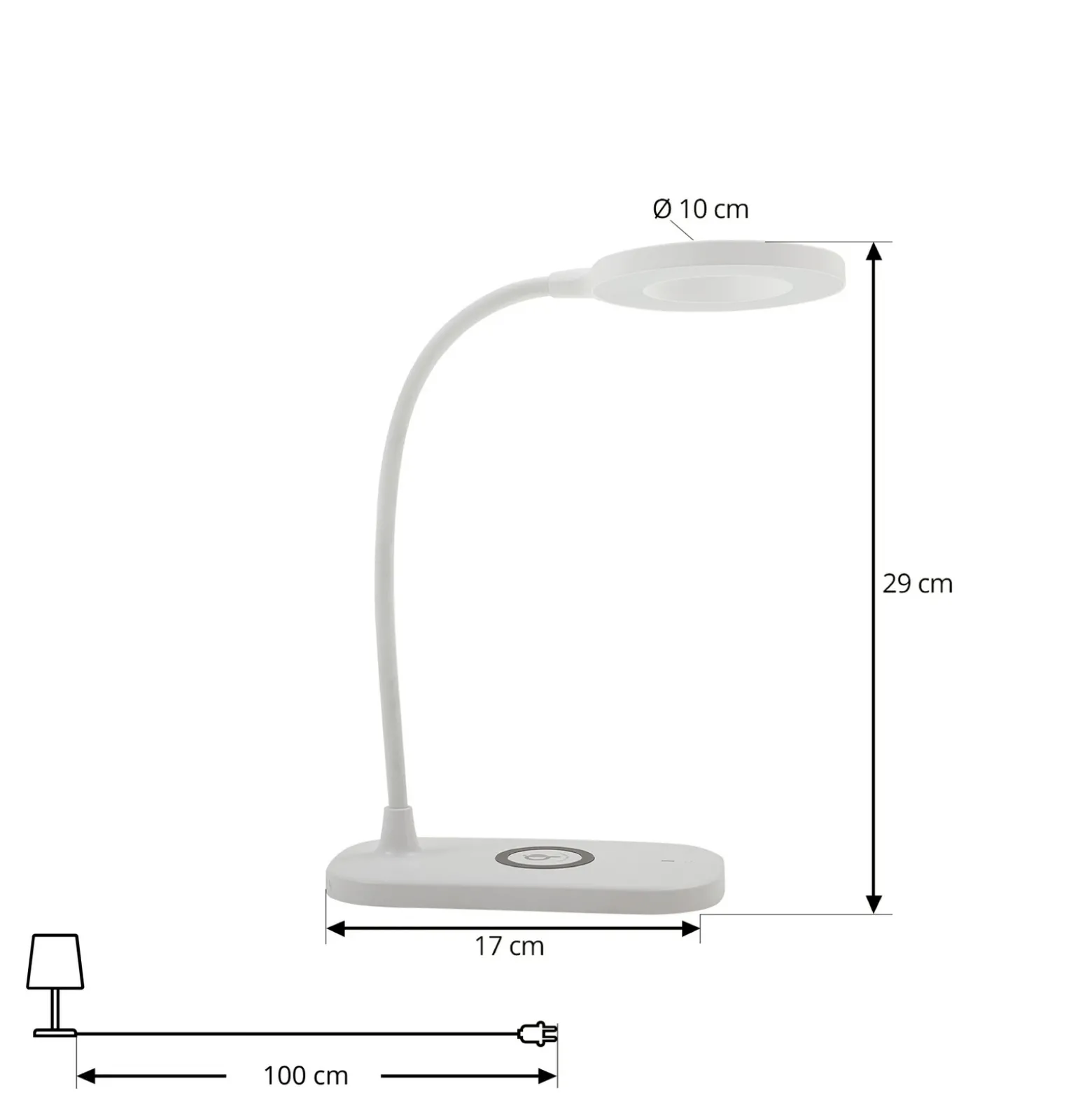 Lámpara de mesa LED Siona de Lindby, blanca, CCT, atenuable, estación de carga