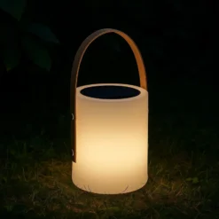 Lámpara de mesa LED solar Bari, cambio color RGB