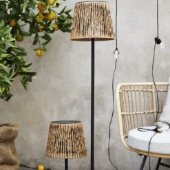 Lámpara de mesa LED solar Cesta 48cm marrón/negro plástico/metal