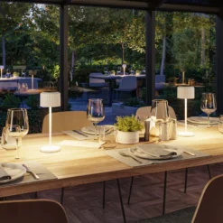 lámpara de mesa LED solar Else de Paulmann, blanca, IP44, atenuable