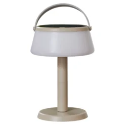 Lámpara de mesa LED solar Lindby Mikkel, beige, atenuable, 7 cm