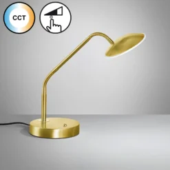 Lámpara de mesa LED Tallri, latón, altura 60 cm, CCT, regulador táctil