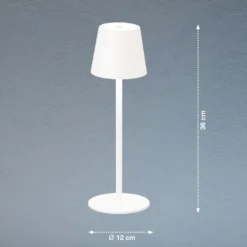 Lámpara de mesa LED Tropea batería, blanco arena