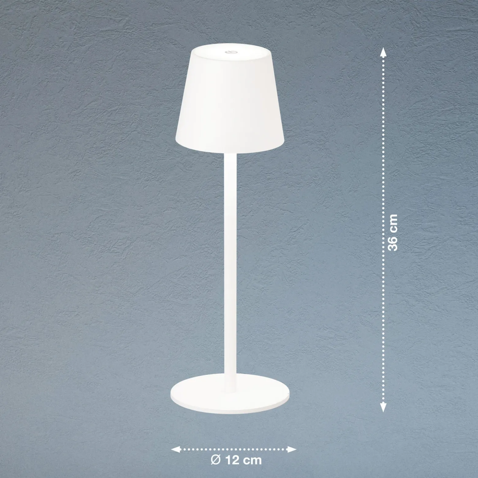 Lámpara de mesa LED Tropea batería, blanco arena