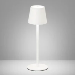 Lámpara de mesa LED Tropea batería, blanco arena