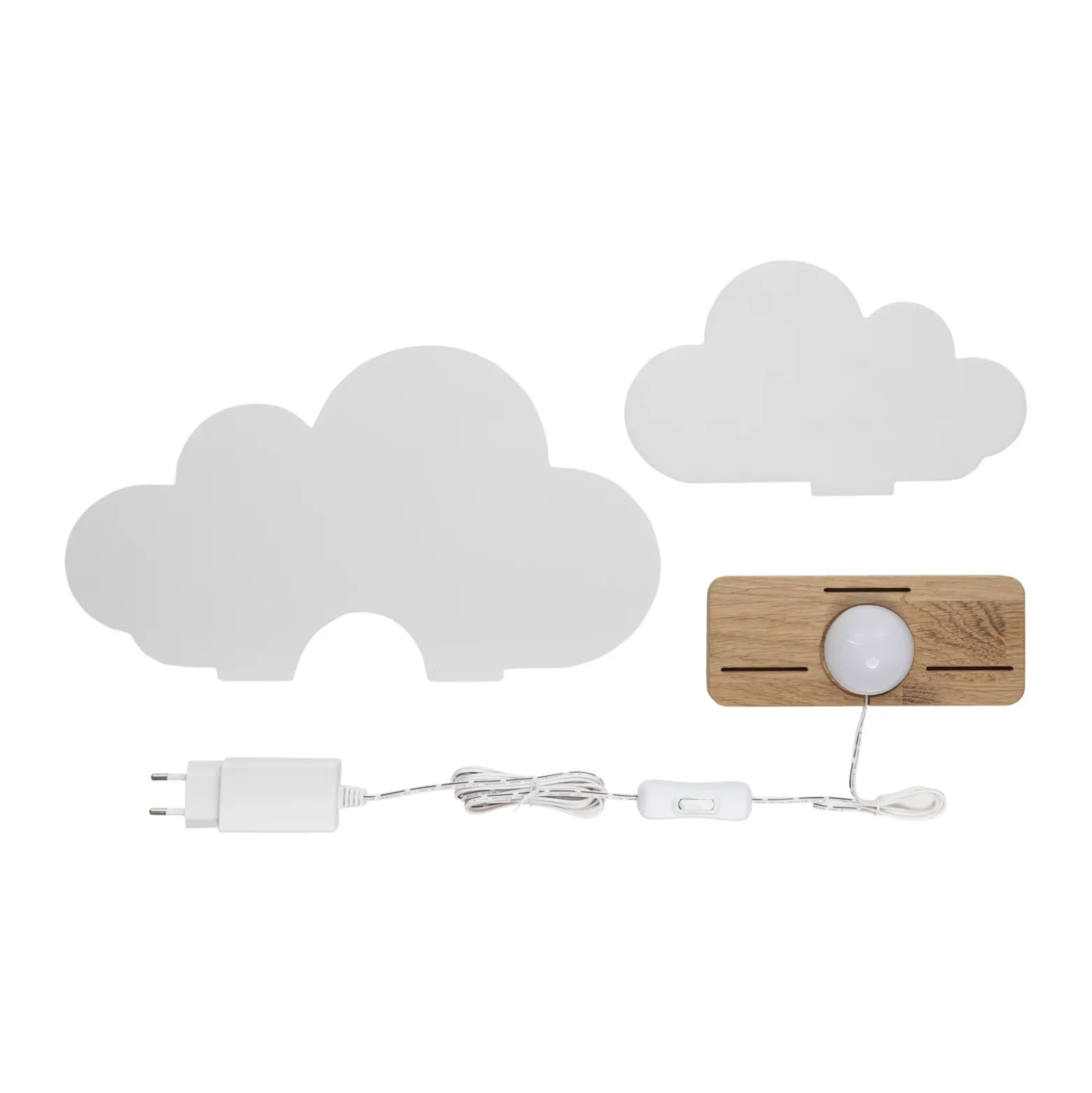 Lámpara de mesa LED Wölkchen, blanca, madera, 3000 K, atenuable