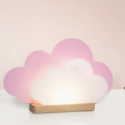 Lámpara de mesa LED Wölkchen, rosa, madera, 3000 K, atenuable
