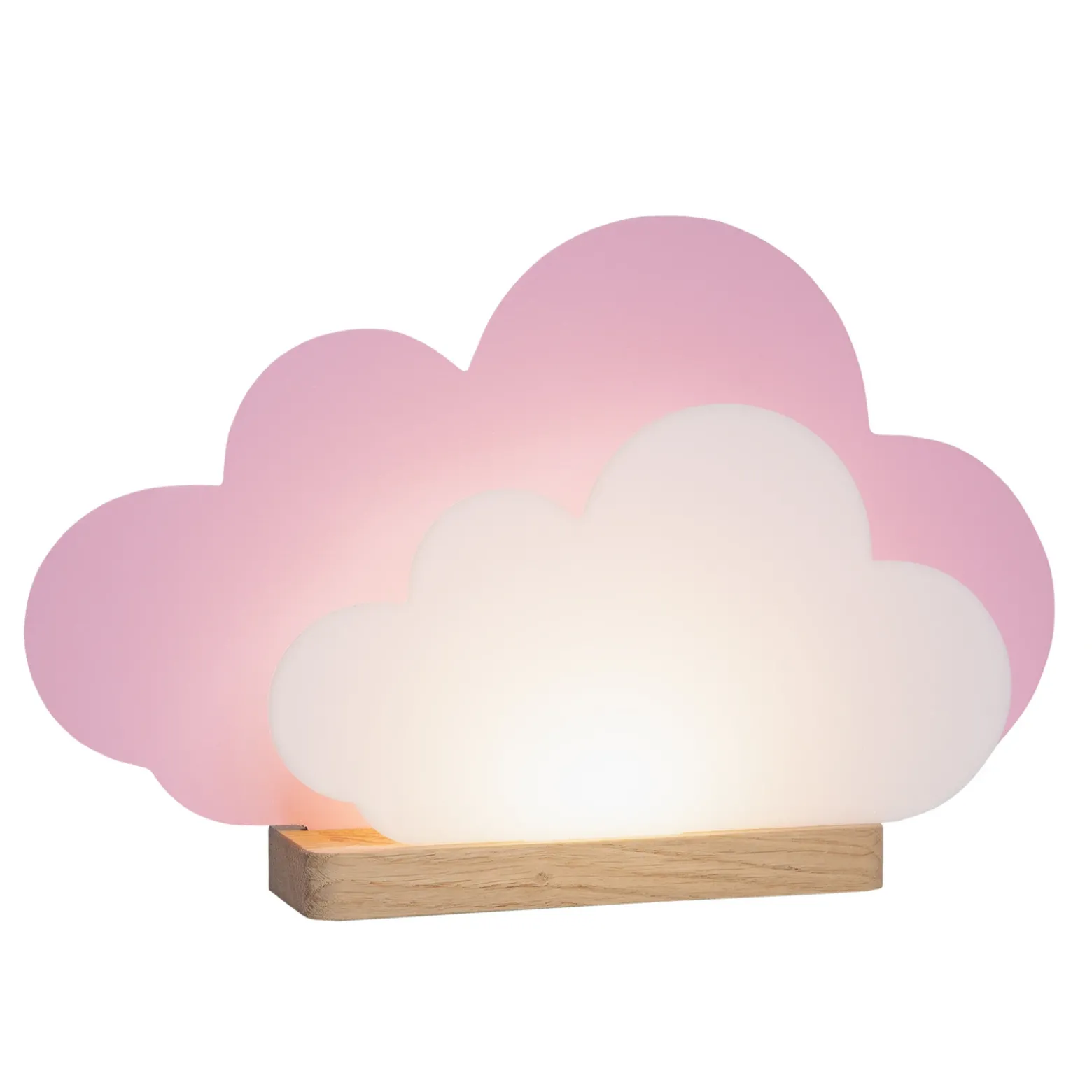 Lámpara de mesa LED Wölkchen, rosa, madera, 3000 K, atenuable