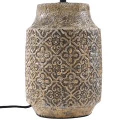 Lámpara de mesa Lindby Aelith, Ø 40 cm, marrón, cerámica, E27
