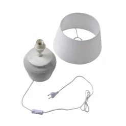 Lámpara de mesa Lindby Aelith, Ø 30 cm, blanca, cerámica, E27