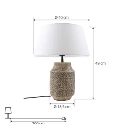 Lámpara de mesa Lindby Aelith, Ø 40 cm, marrón, cerámica, E27