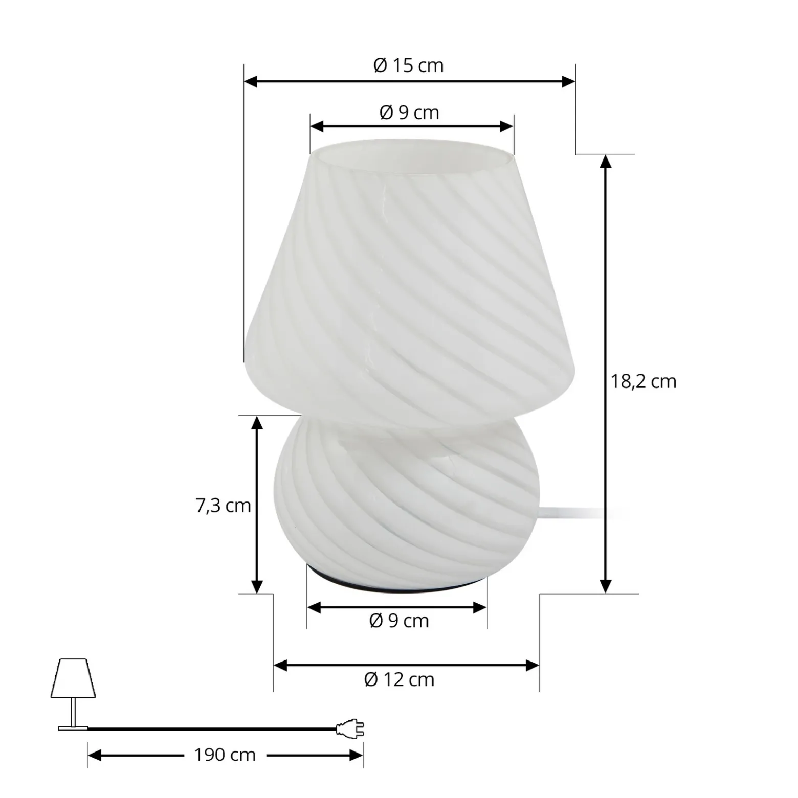 Lámpara de mesa Lindby Andriana, blanca, cristal, Ø 15 cm