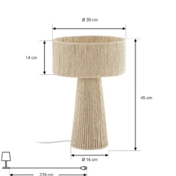 Lámpara de mesa Lindby Anuva, altura 42 cm, papel, beige, E27