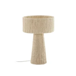 Lámpara de mesa Lindby Anuva, altura 42 cm, papel, beige, E27