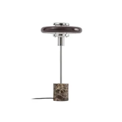 Lámpara de mesa Lindby Branford, estilo retro, marrón, cristal/mármol