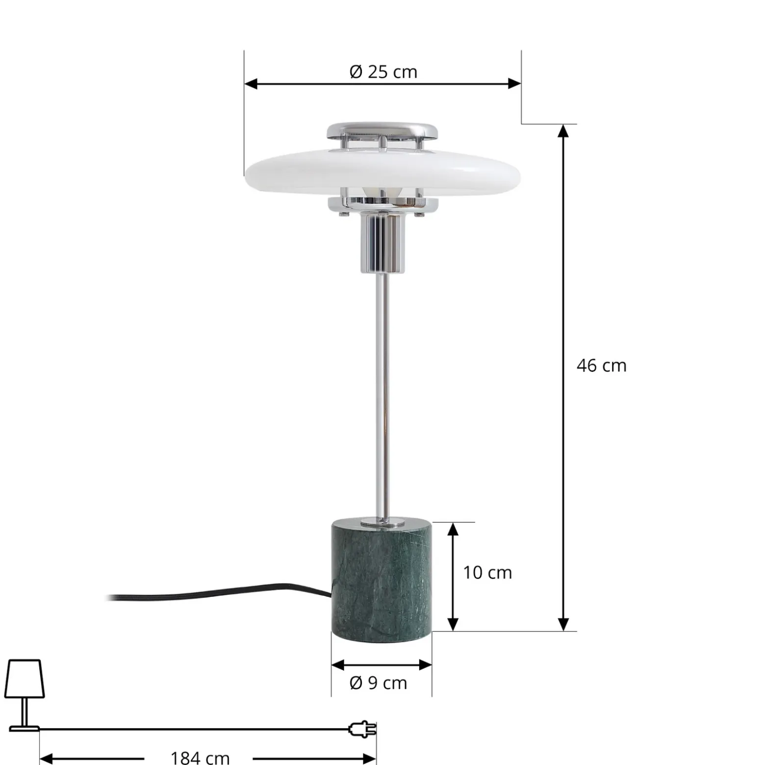 Lámpara de mesa Lindby Branford, retro, blanco/verde, cristal opalino/mármol