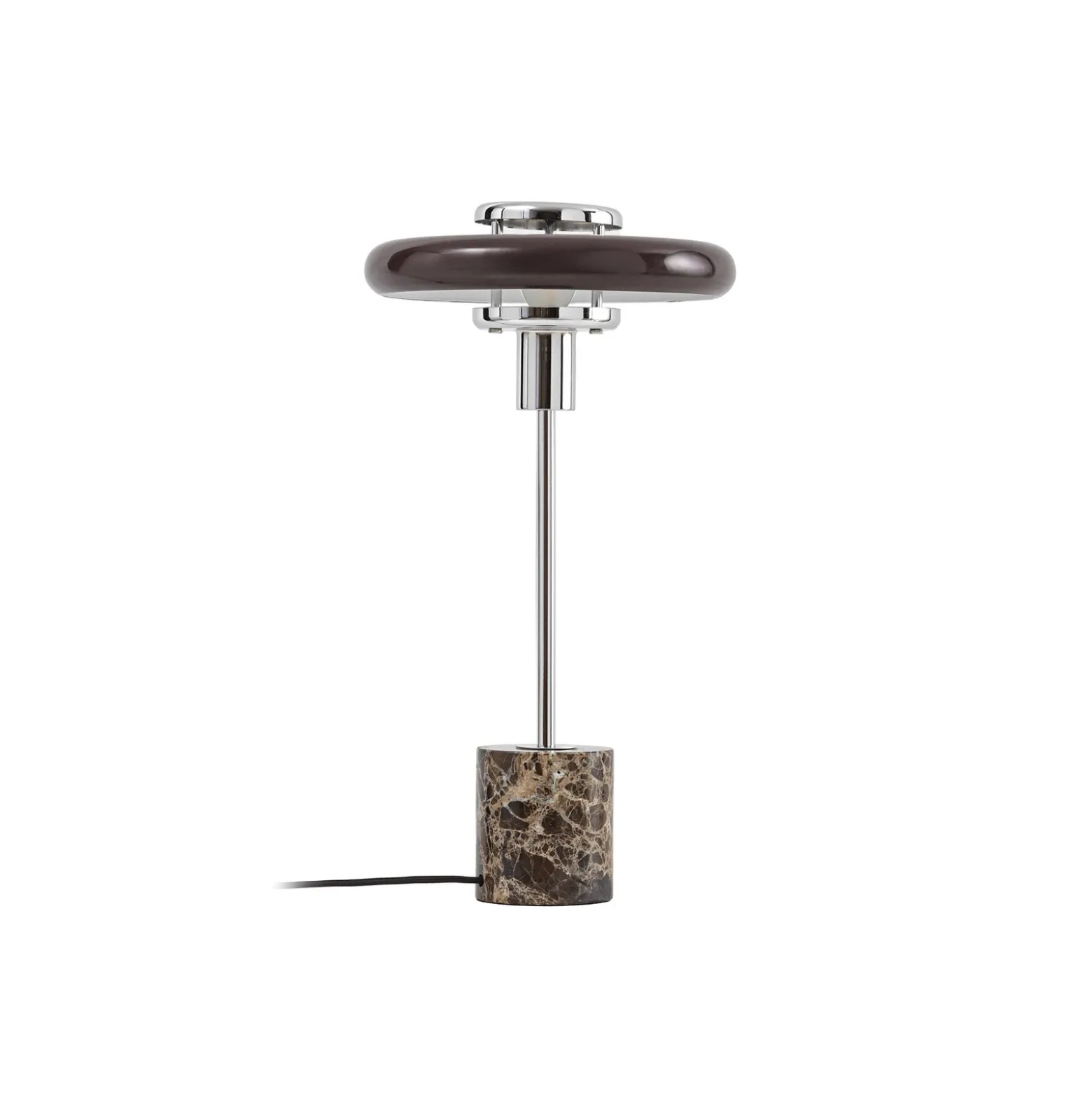 Lámpara de mesa Lindby Branford, estilo retro, marrón, cristal/mármol