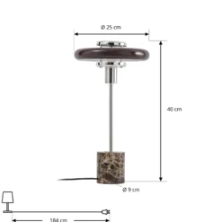 Lámpara de mesa Lindby Branford, estilo retro, marrón, cristal/mármol