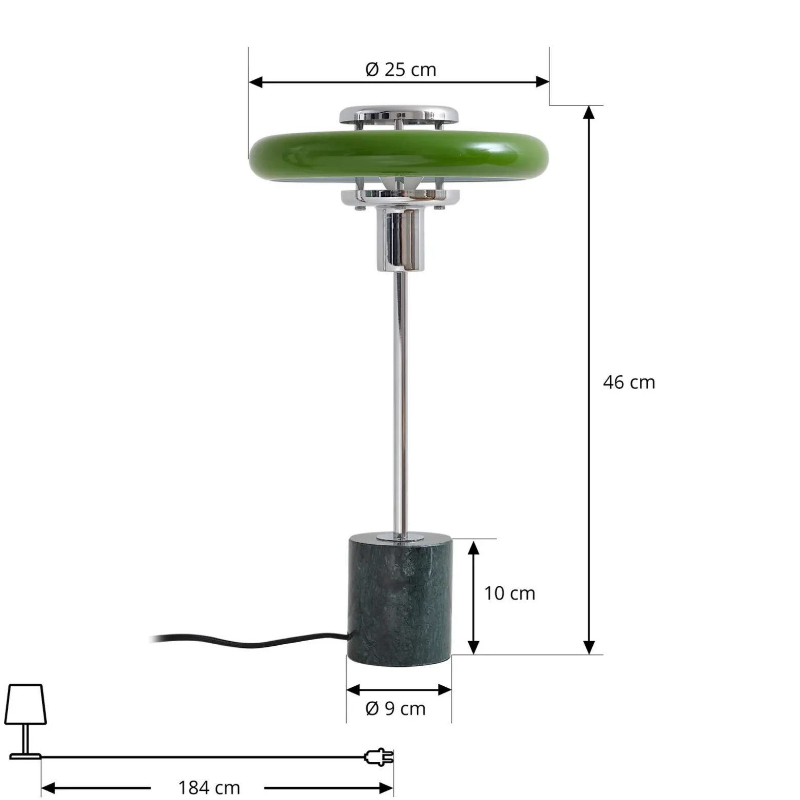 Lámpara de mesa Lindby Branford, retro, verde, metal/mármol