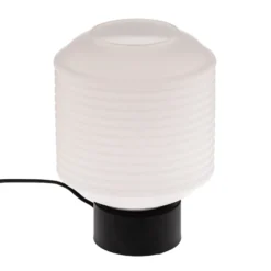 Lámpara de mesa Lindby Cagla, blanca, cristal, 25 cm altura, E27