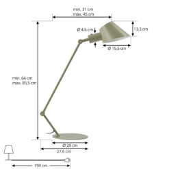Lámpara de mesa Lindby Corali, verde claro, metal, altura 64cm
