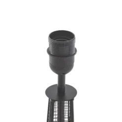 Lámpara de mesa Lindby Croia, negra, metal, Ø 28 cm, E27