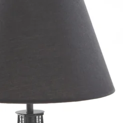 Lámpara de mesa Lindby Croia, negra, metal, Ø 28 cm, E27