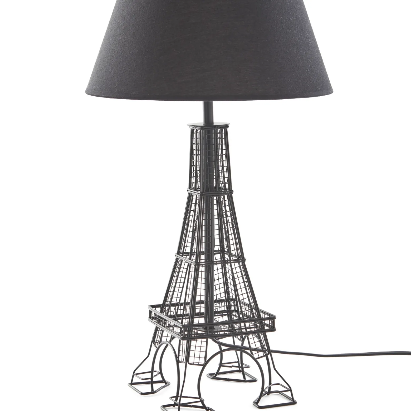 Lámpara de mesa Lindby Croia, negra, metal, Ø 28 cm, E27