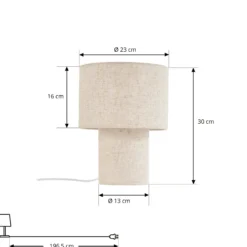 Lámpara de mesa Lindby Elfie, Ø 23 cm, beige, lino, E27
