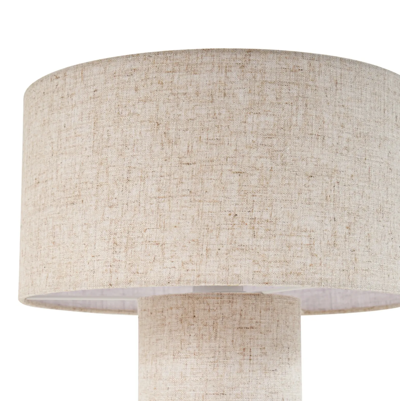 Lámpara de mesa Lindby Elfie, Ø 35 cm, beige, lino, E27