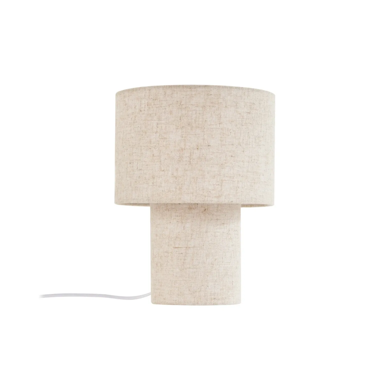 Lámpara de mesa Lindby Elfie, Ø 23 cm, beige, lino, E27