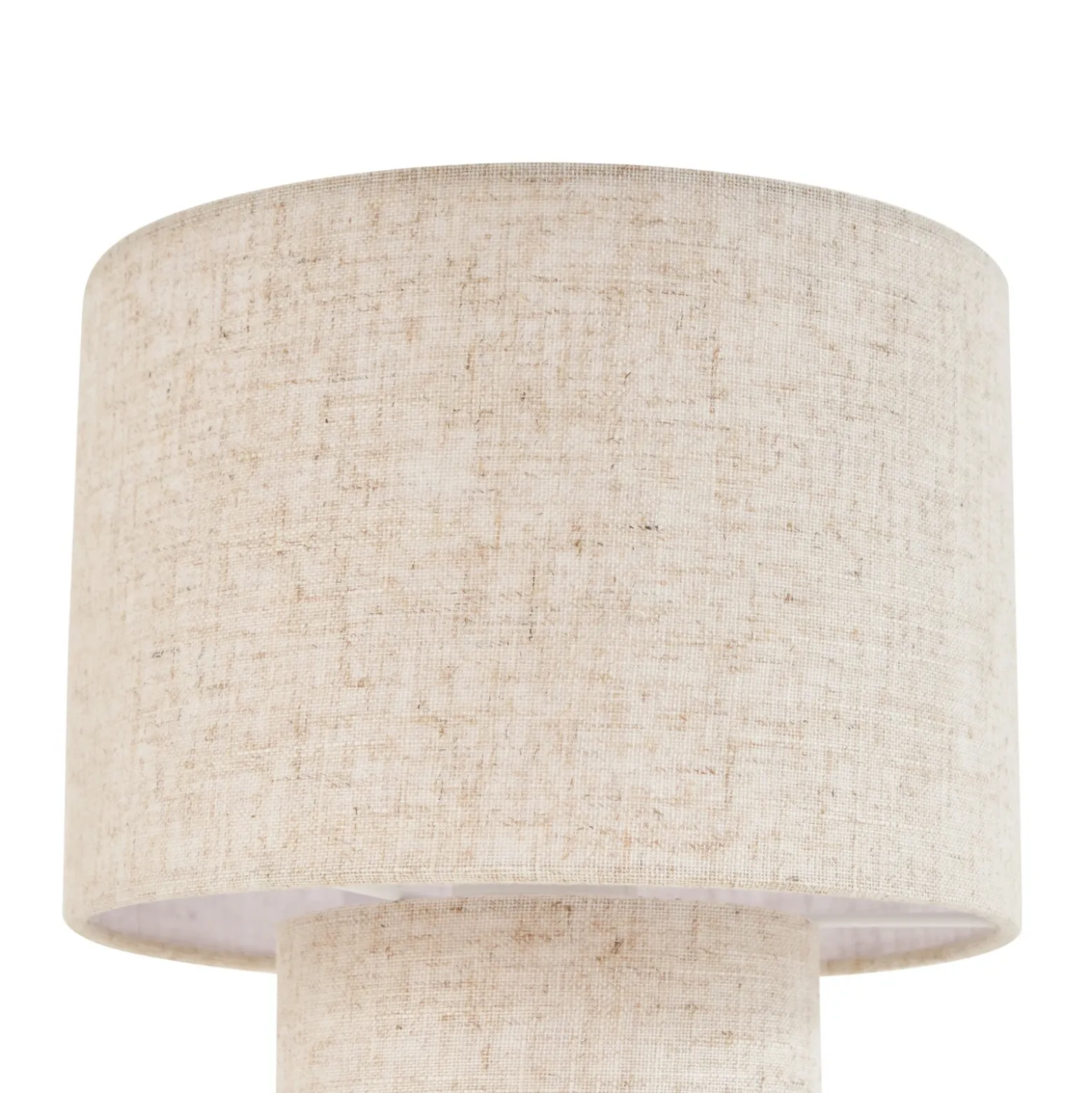 Lámpara de mesa Lindby Elfie, Ø 23 cm, beige, lino, E27