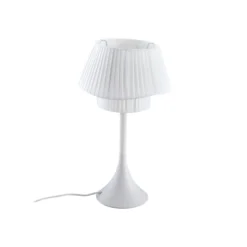 Lámpara de mesa Lindby Eryndor, blanca, textil, Ø 30 cm, E27