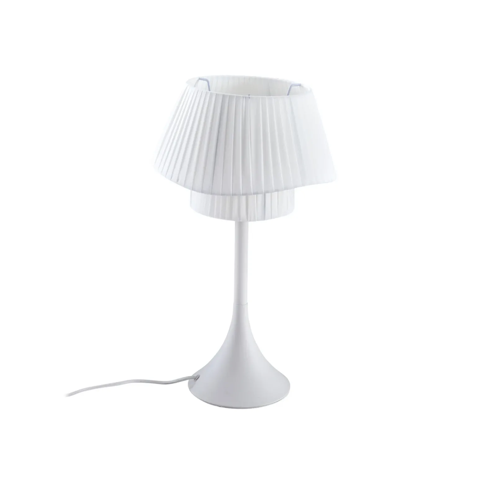Lámpara de mesa Lindby Eryndor, blanca, textil, Ø 30 cm, E27
