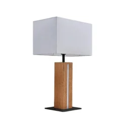 Lámpara de mesa Lindby Garry, 2 luces, blanca, madera, 53 cm, E27