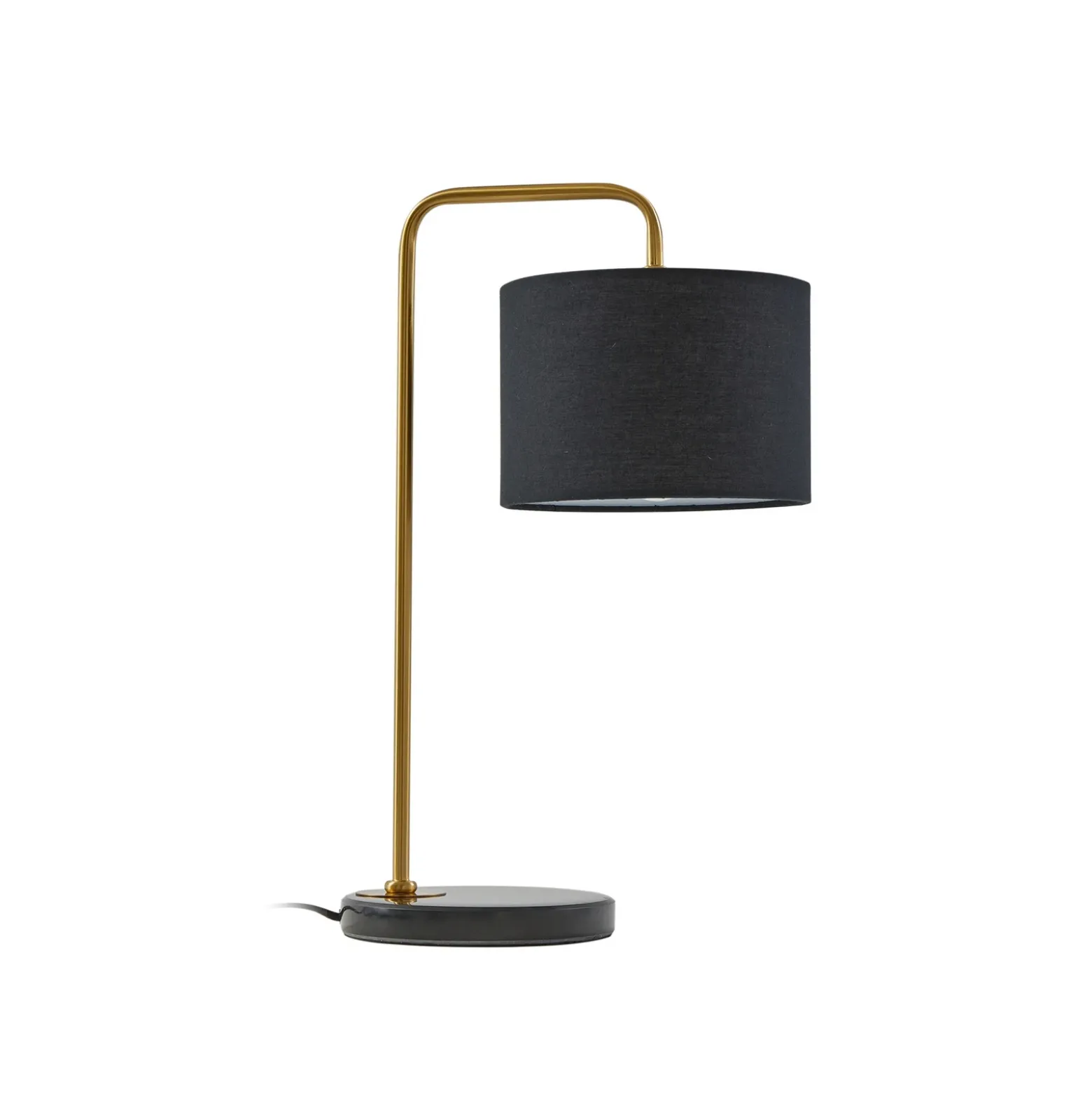 Lámpara de mesa Lindby Hillary, negro/oro, mármol, 49 cm