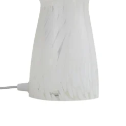 Lámpara de mesa Lindby Hubi, blanca, cristal, Ø 22 cm, forma de seta