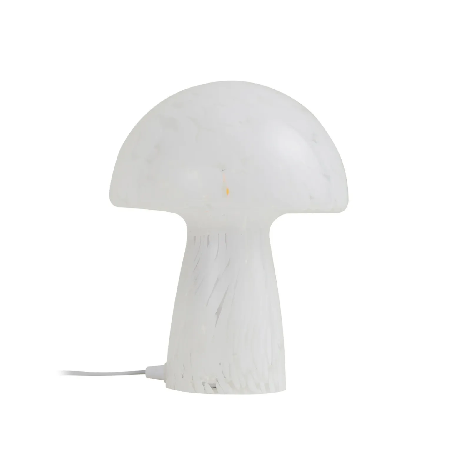 Lámpara de mesa Lindby Hubi, blanca, cristal, Ø 22 cm, forma de seta