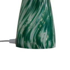 Lámpara de mesa Lindby Hubi, verde, cristal, Ø 22 cm, forma de seta