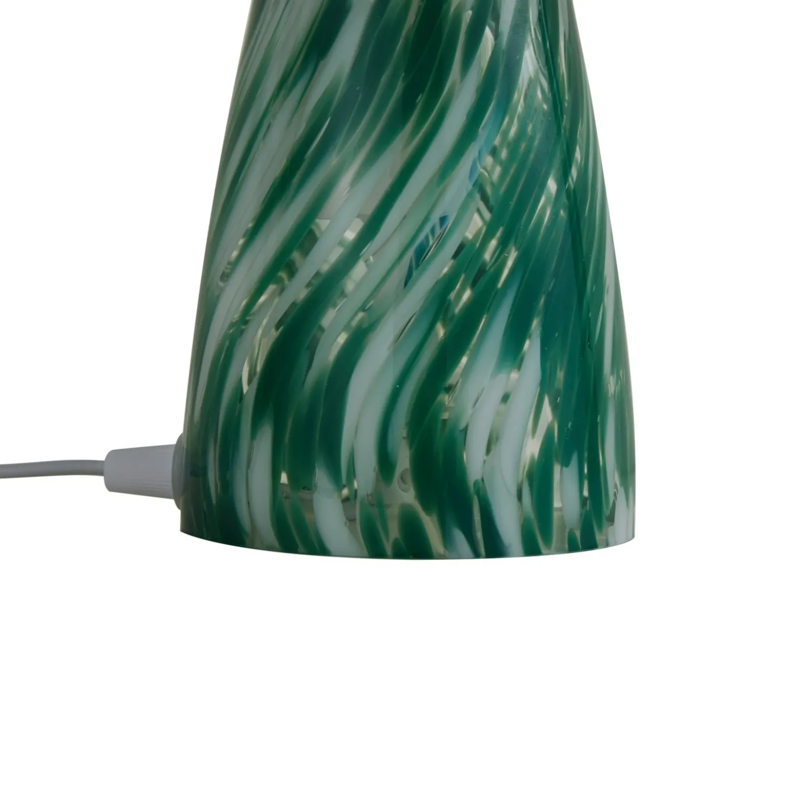 Lámpara de mesa Lindby Hubi, verde, cristal, Ø 22 cm, forma de seta