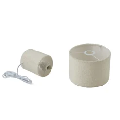 Lámpara de mesa Lindby Jone, blanca, textil, 30 cm