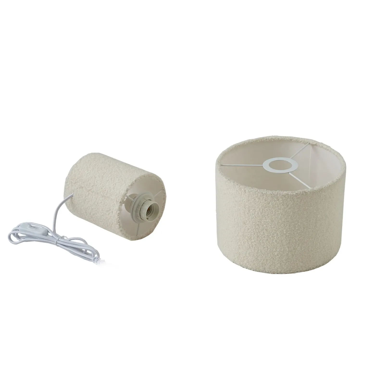 Lámpara de mesa Lindby Jone, blanca, textil, 30 cm