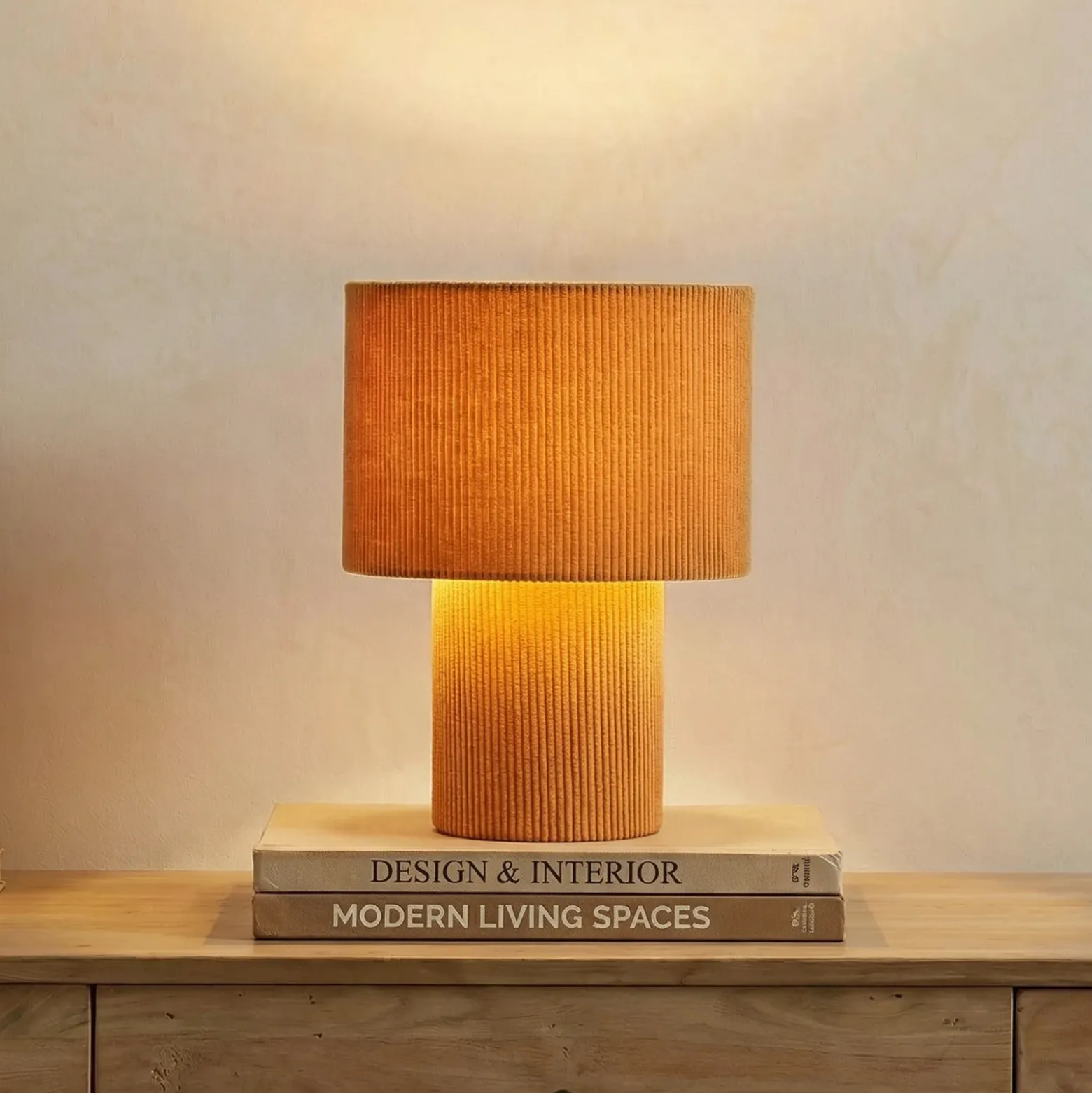 Lámpara de mesa Lindby Jone, marrón claro, textil, 30 cm de altura, E27